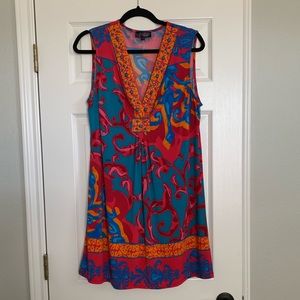 Hale’ Bob Sleeveless Midi Dress Bright & Colorful